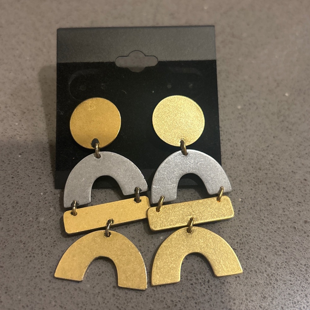 Madewell gold and silver geometric art deco earrings